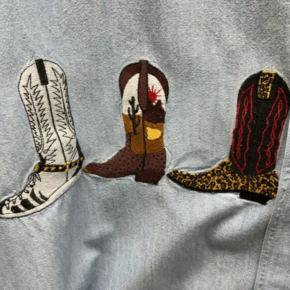 Sz. Small Wester Button Down Embroidered Boots 22.50" PTP - Picture 4 of 10